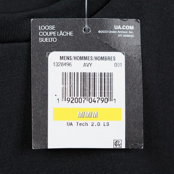 UNDER ARMOUR UA Tech 2.0 Crew Neck Long Sleeve Training Shirt Black Mens M NWT - Picture 5 of 10